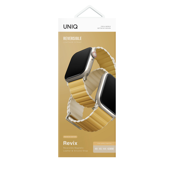 Uniq | Revix Premium edition reversible canary yellow and ivory watch band - Apple Series | REVPCYELIVY