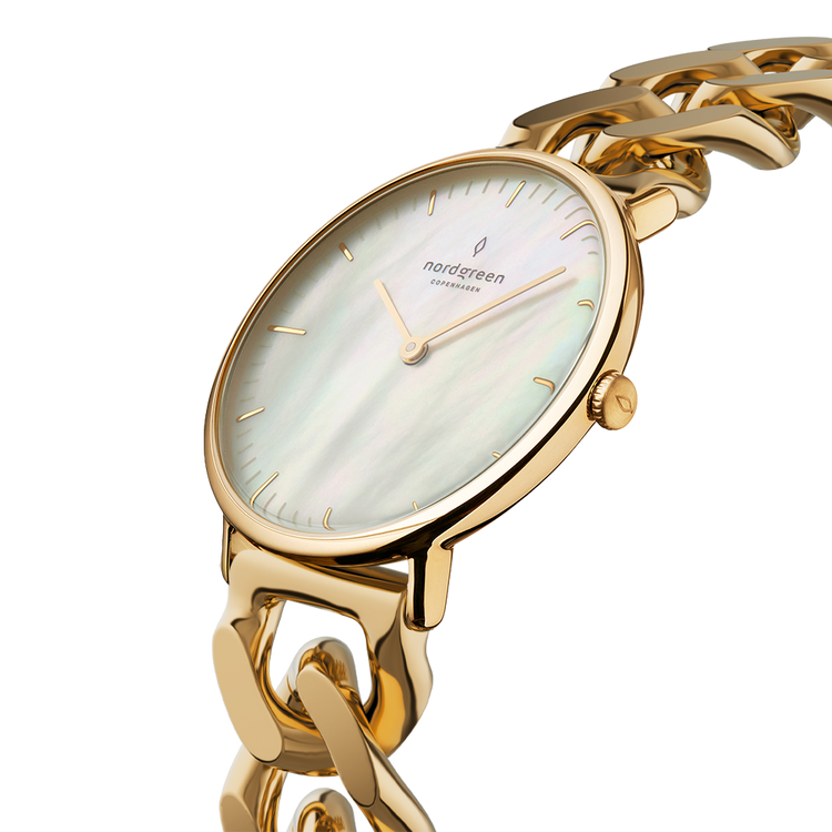 Nordgreen | Native rose gold mother of pearl 28mm dial chain | NR28RGCHROMP