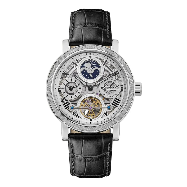 Ingersoll | Row silver 45mm silver dial black leather | I12401