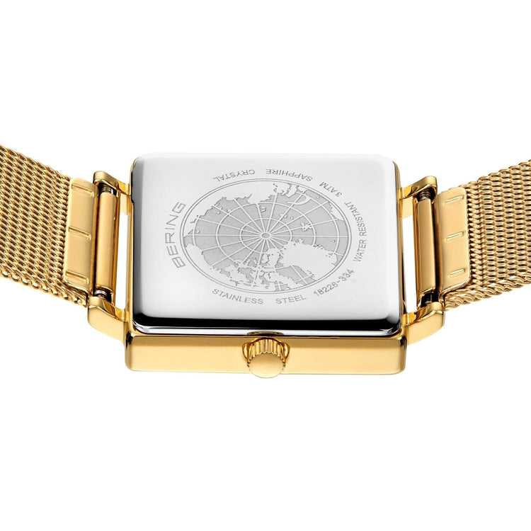 Bering | Classic Gold square white 26mm dial gold milanese | 18226-334