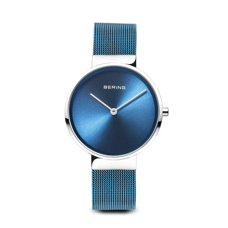 Bering | Classic polished silver blue mesh | 14531-308