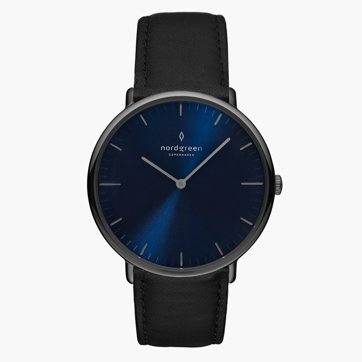Nordgreen | Native 36mm navy blue dial black leather band | NR40GMLEBLNA