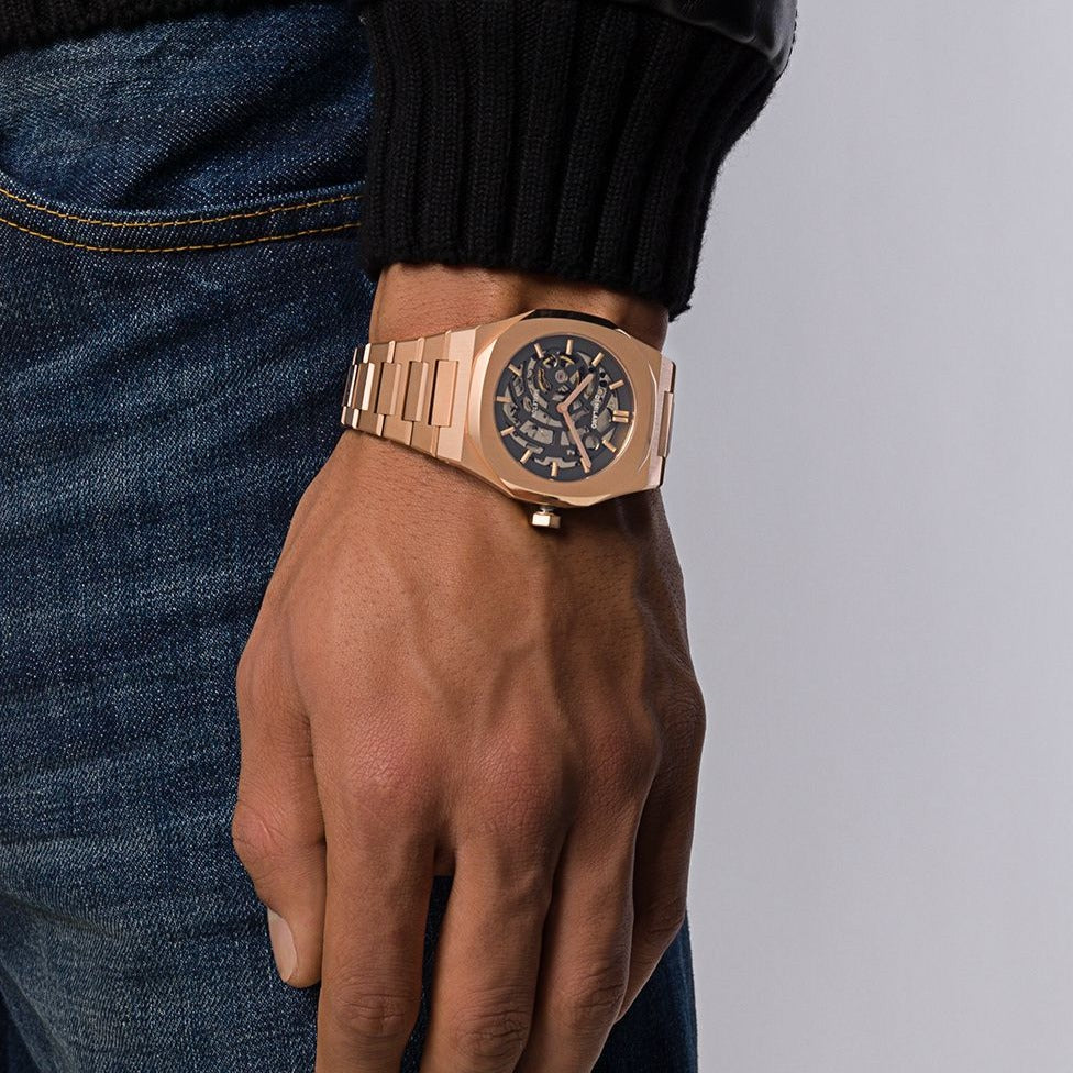 D1 Milano Rose Gold skeleton automatic 41.5mm dial SKBJ12 The Watch Hub Australia