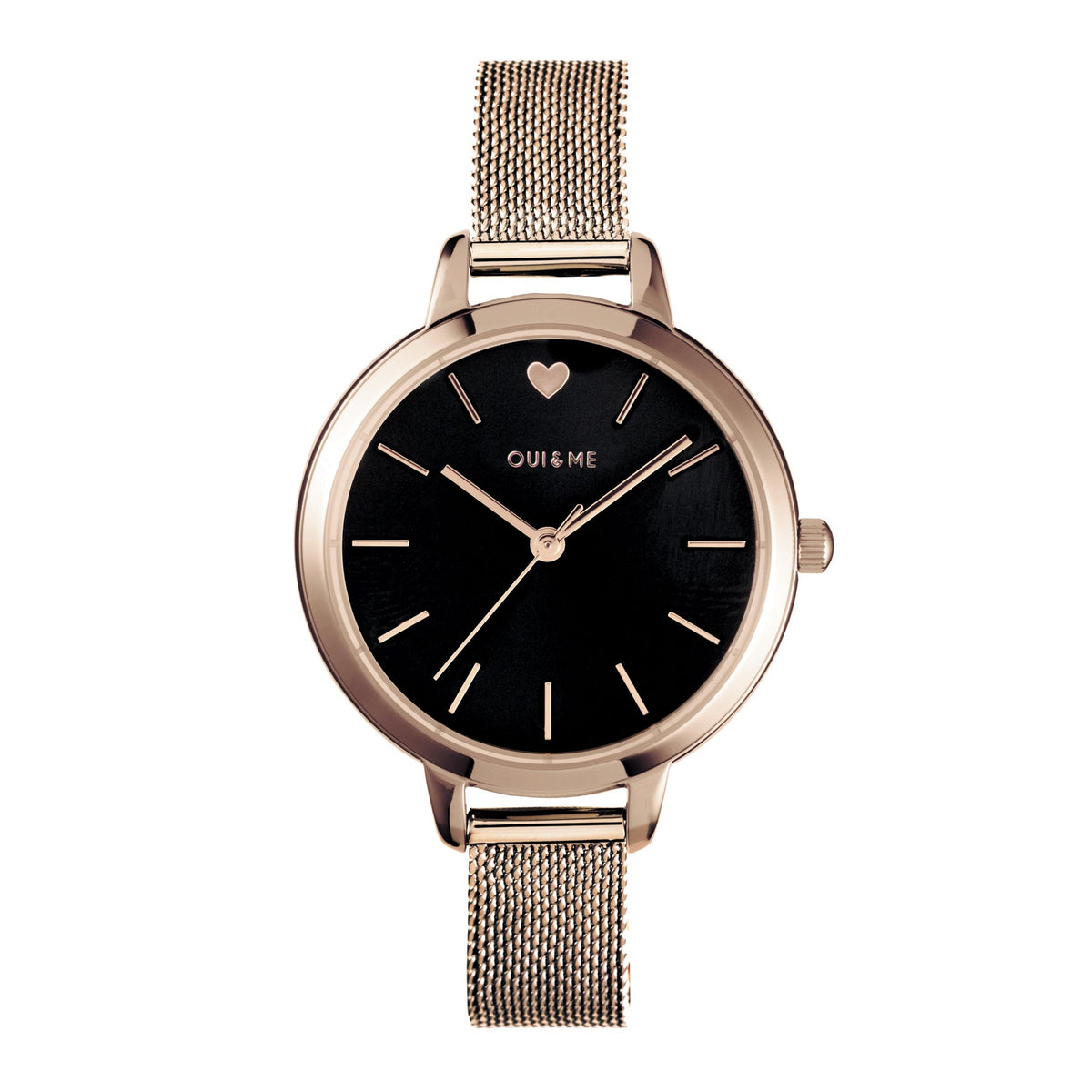 Oui&Me | Petite Amourette rose gold mesh black 32mm dial | ME010002