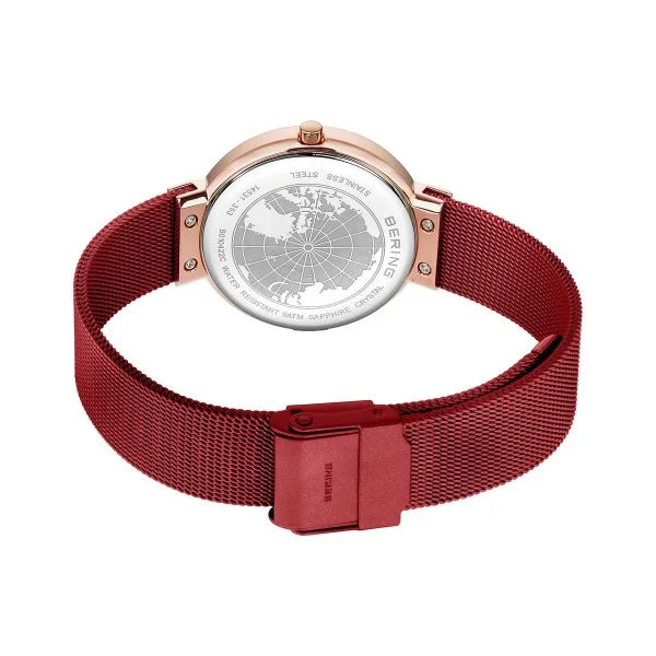 Bering | Classic brushed rose gold 31mm dial red mesh | 14531-363