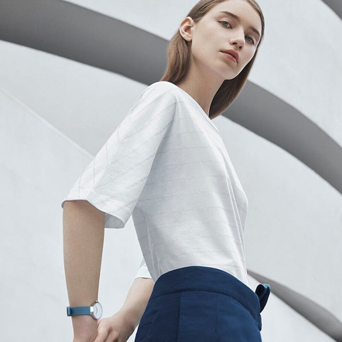 Bering | Max René polished silver 31mm dial with blue silicone strap  | 15540-700