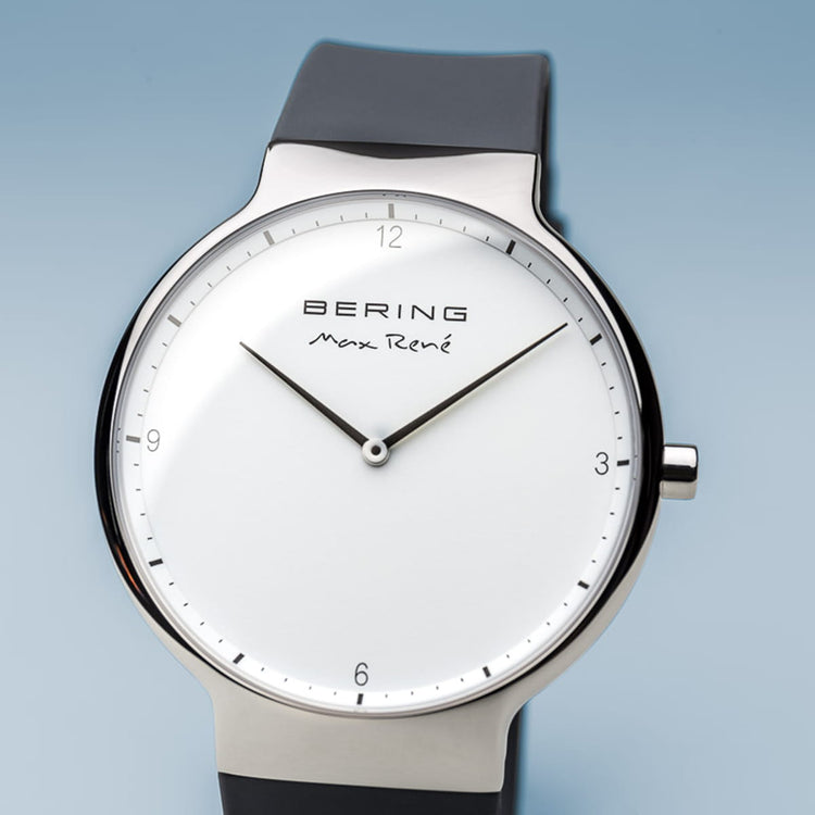 Bering | Max René polished silver 40mm dial with grey silicone strap | 15540-400