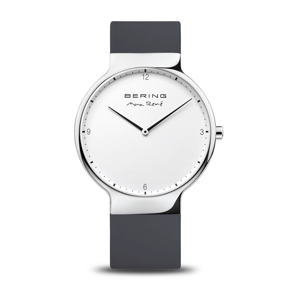 Bering | Max René polished silver 40mm dial with grey silicone strap | 15540-400