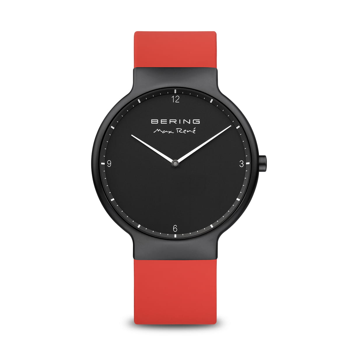 Bering | Max René Matte black 40mm dial with red silicone strap | 15540-523