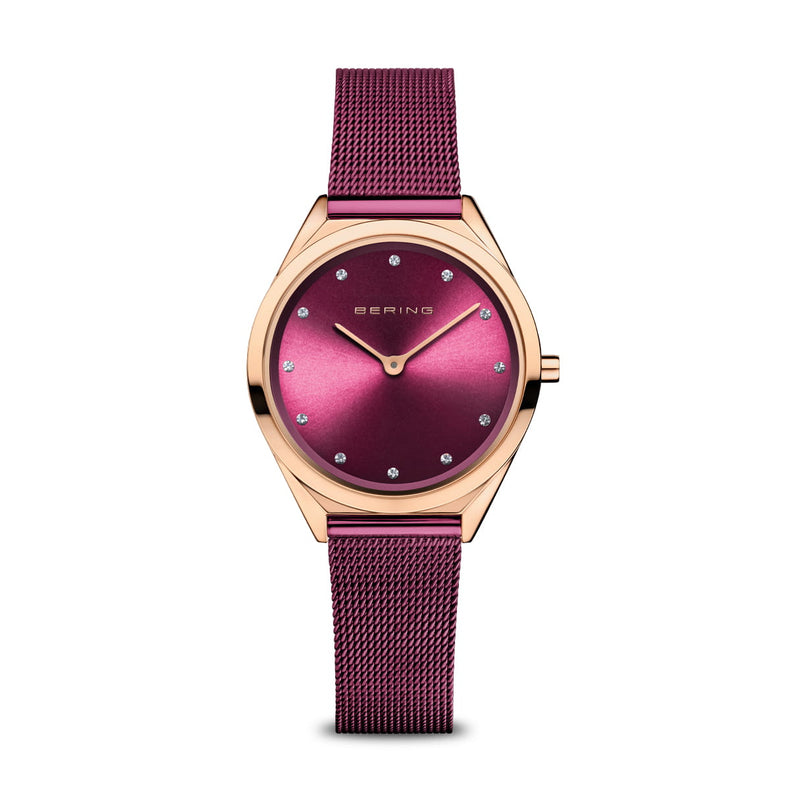 Bering | Ultra slim purple rose gold 31mm dial purple mesh | 17031-969