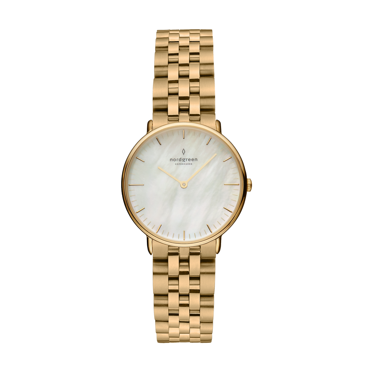 Nordgreen | Native gold mother of pearl 28mm link bracelet | NR28GO5LGOMP