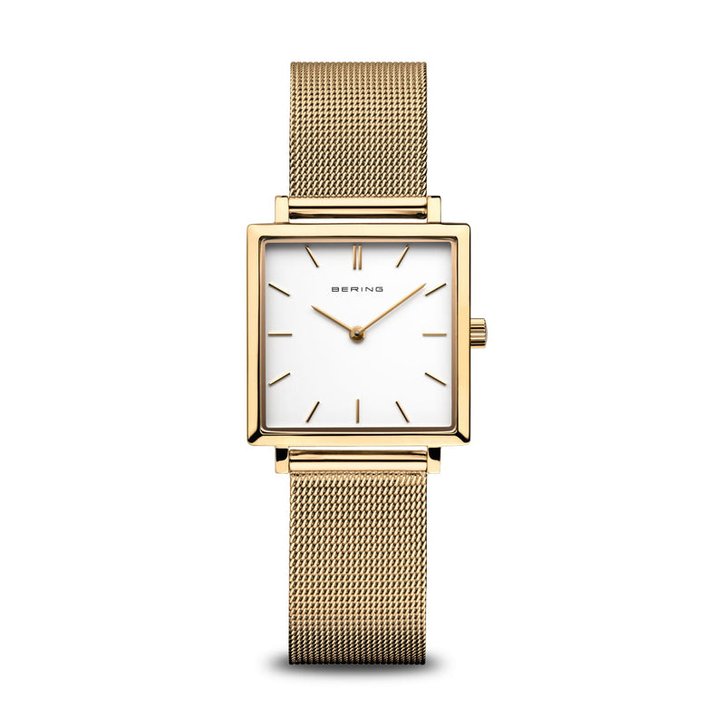 Bering | Classic Gold square white 26mm dial gold milanese | 18226-334