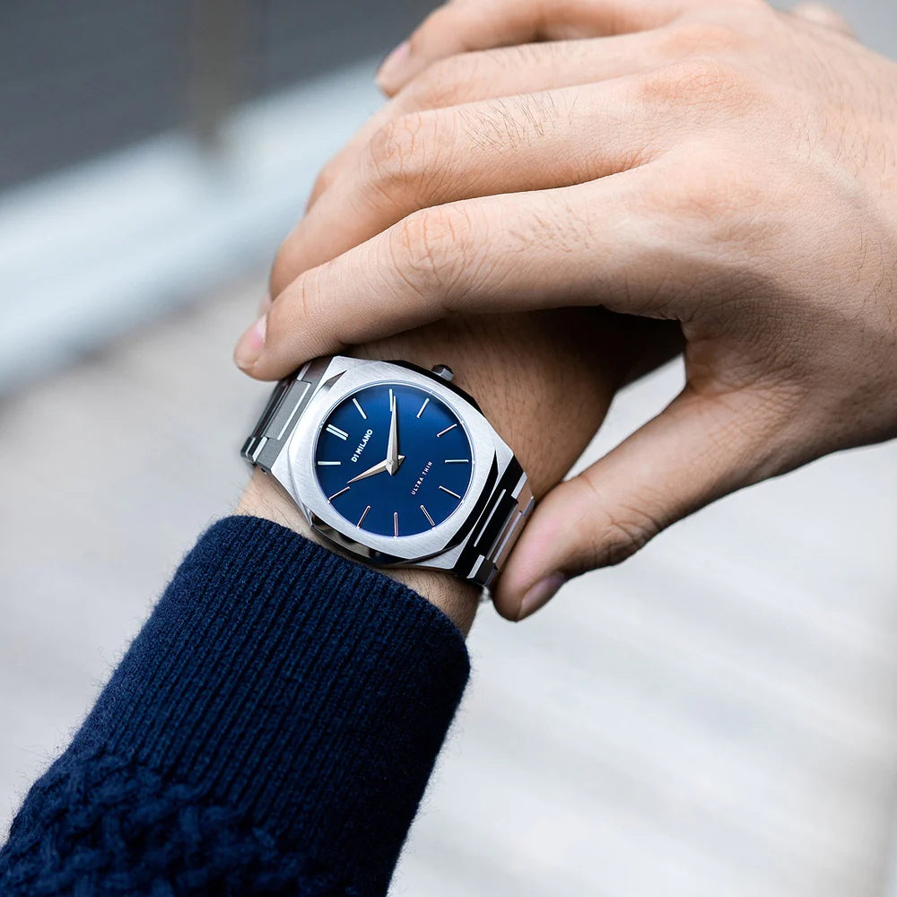 D1 Milano | Ultra slim silver ocean blue 38mm dial | UTBU01 D1 Milano | Ultra slim silver ocean blue 38mm dial | UTBU01