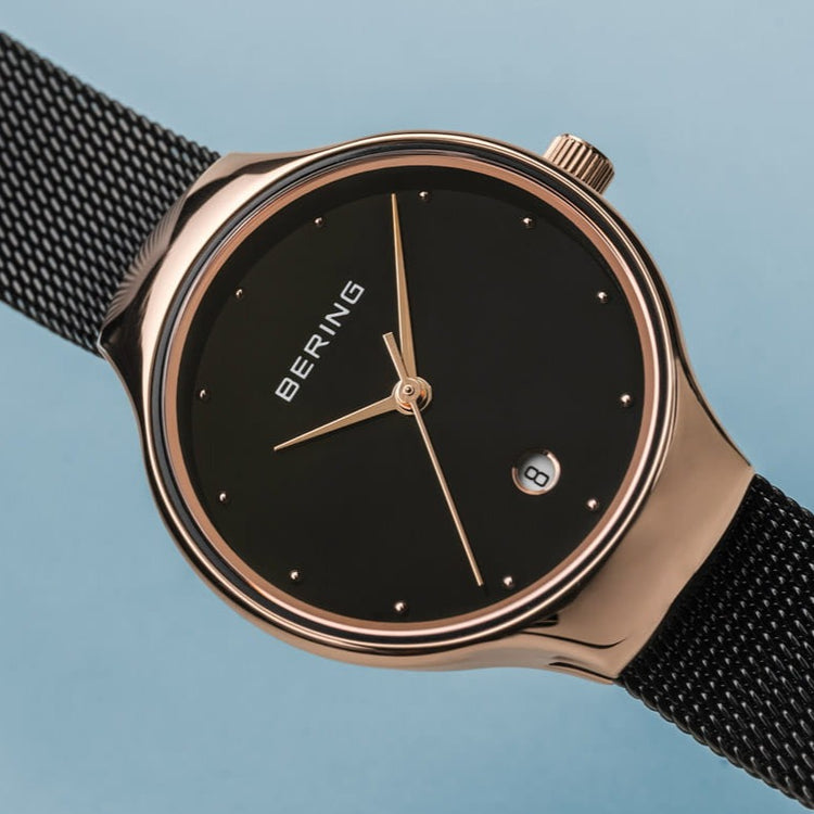 Bering | Classic black rose gold 26mm dial and black mesh | 13326-262