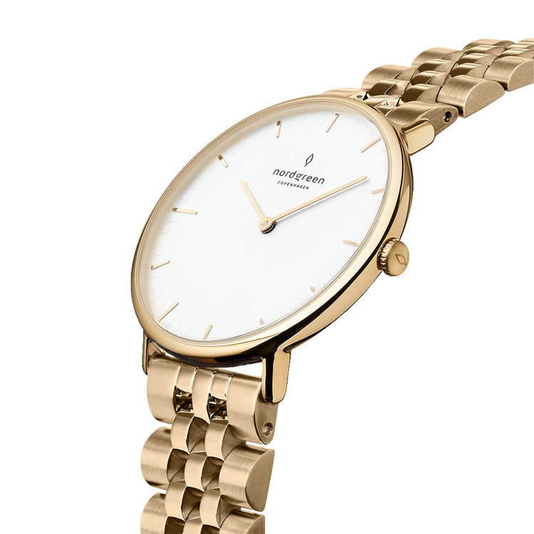 Nordgreen | Native gold link 32mm dial | NR32GO5LGOXX
