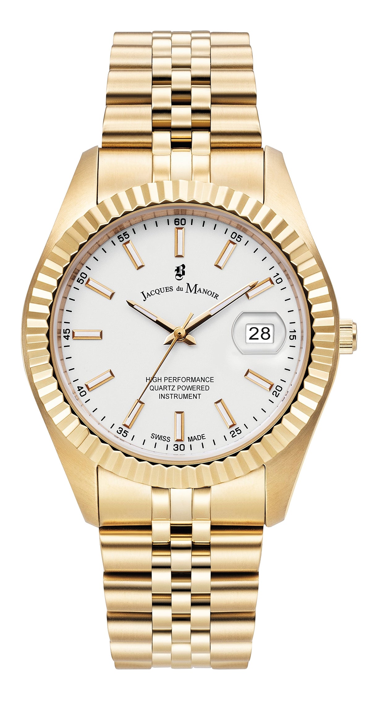 Jacques Du Manoir | Inspiration Business white 40mm dial gold bracelet | JWN01706