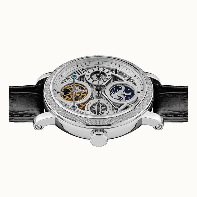 Ingersoll | Row silver 45mm silver dial black leather | I12401