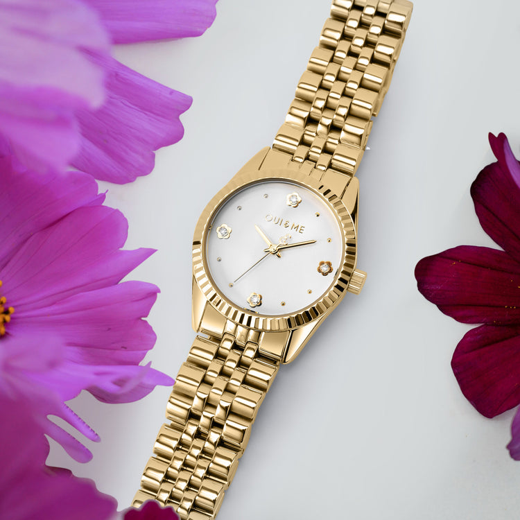Oui&Me | Coquette gold and diamond effect 30mm dial link | ME030094