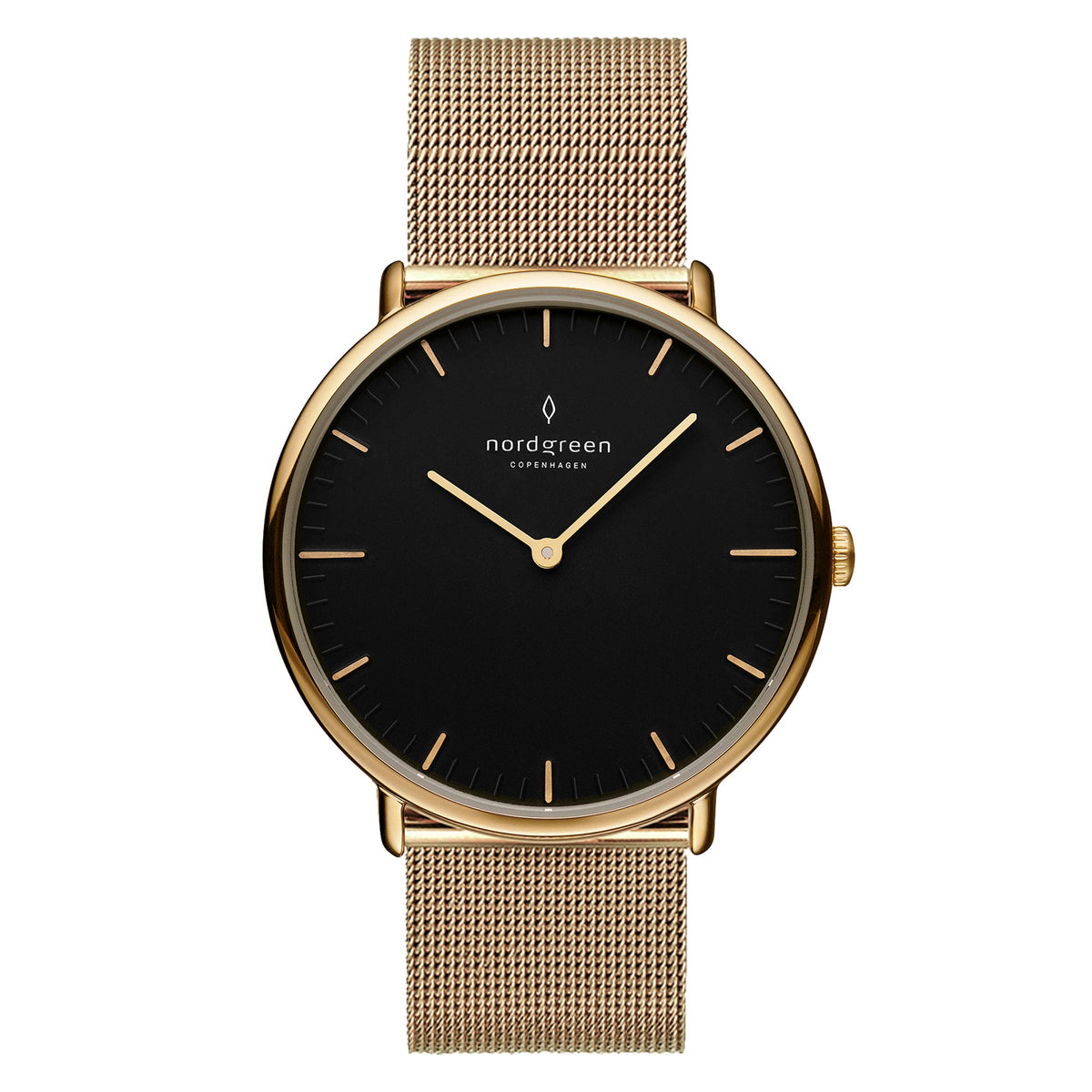 Nordgreen | Native gold  black 32mm dial gold mesh | NR32GOMEGOBL