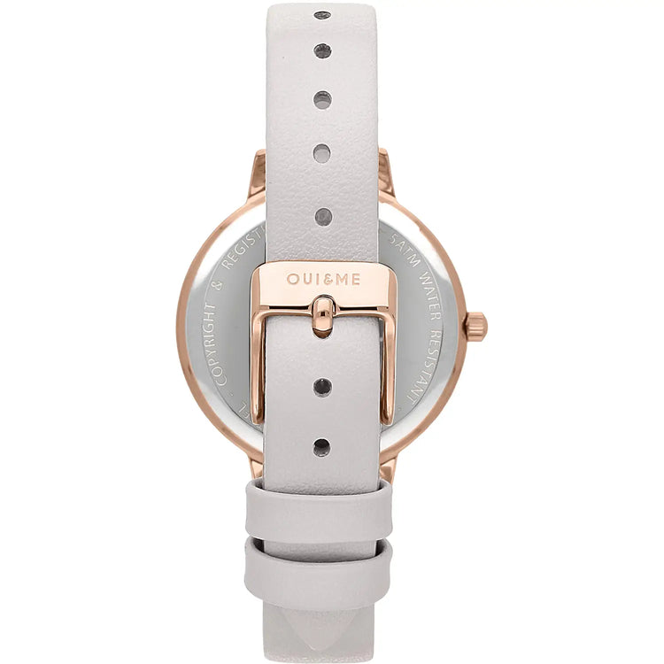 Oui&Me | Petite Fleurette floral white leather 32mm dial | ME010139
