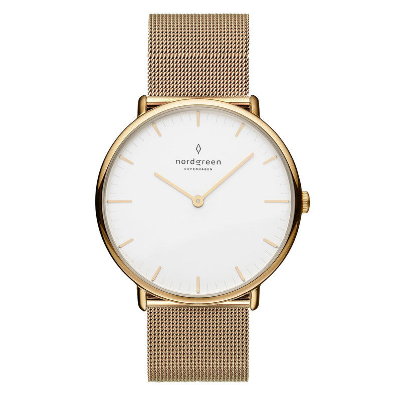 Nordgreen | Native gold 32mm dial gold mesh | NR32GOMEGOXX