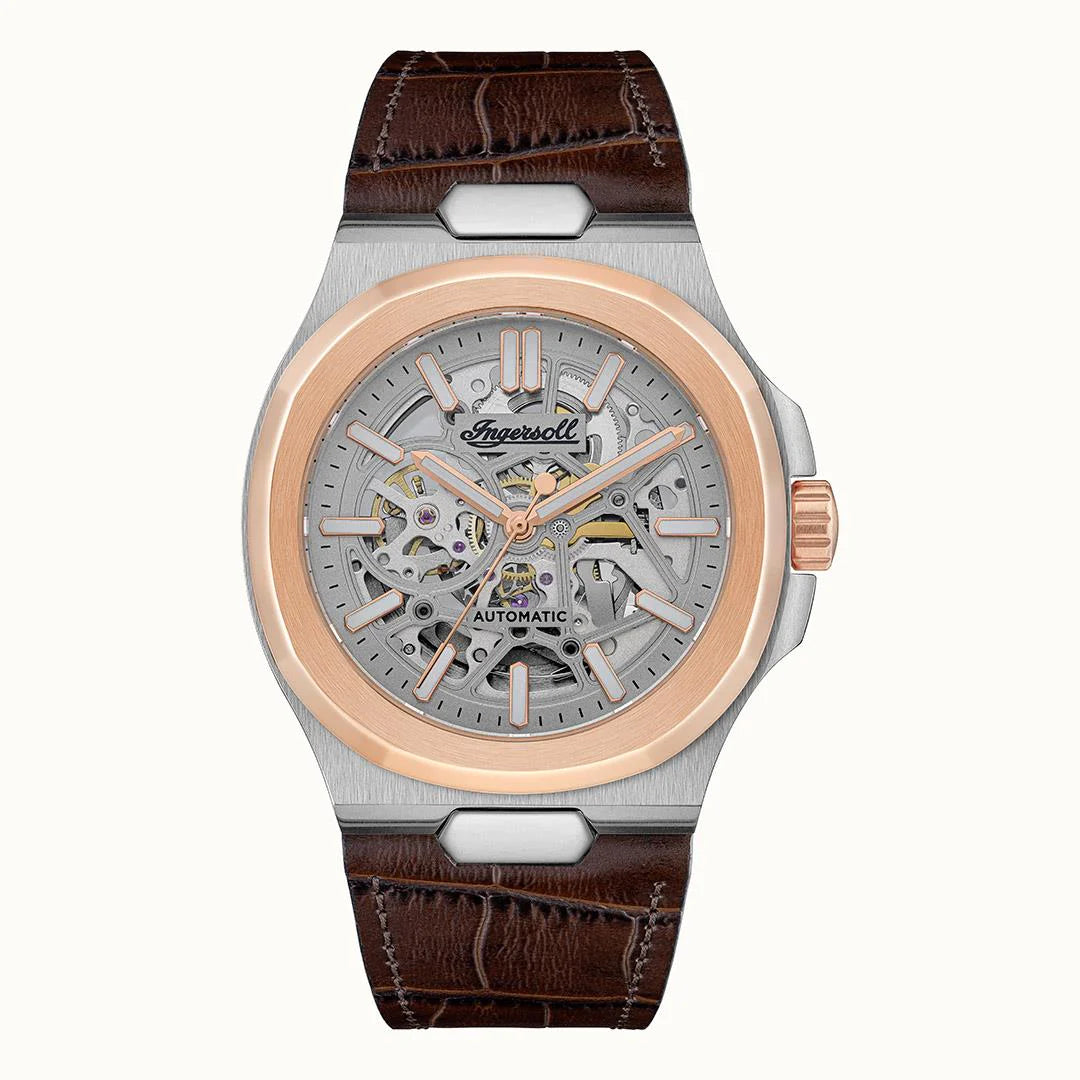 Ingersoll | Catalina automatic silver and rose gold 42mm dial brown leather | I12503