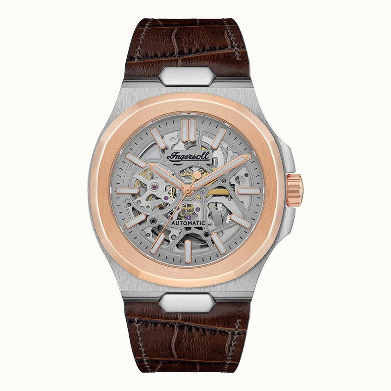 Ingersoll | Catalina automatic silver and rose gold 42mm dial brown leather | I12503