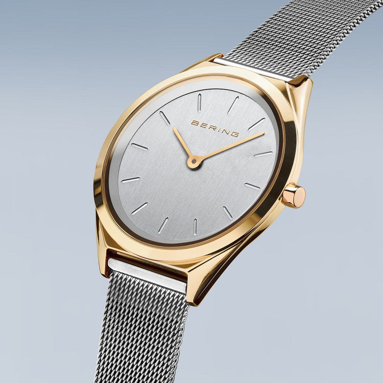 Bering | Ultra slim silver and gold 31mm dial silver mesh | 17031-010