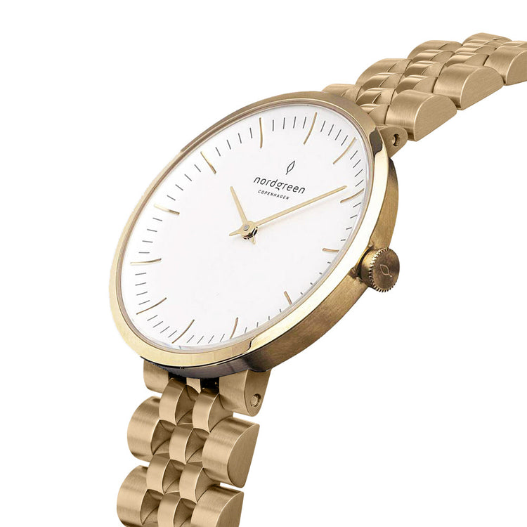 Nordgreen | Infinity gold 32mm white dial link  | IN32GO5LGOXX