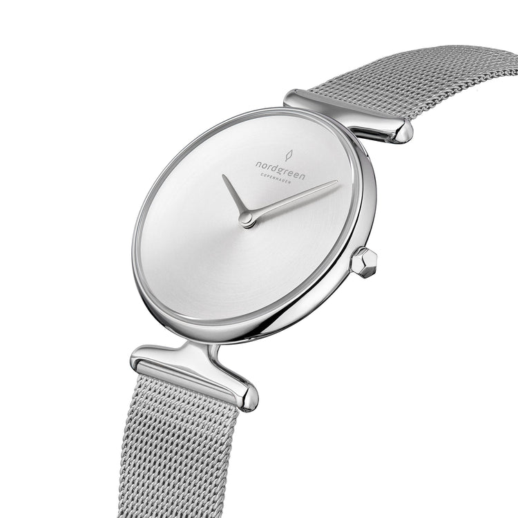 Nordgreen | Unika silver 28mm dial mesh | UN28SIMESIBM