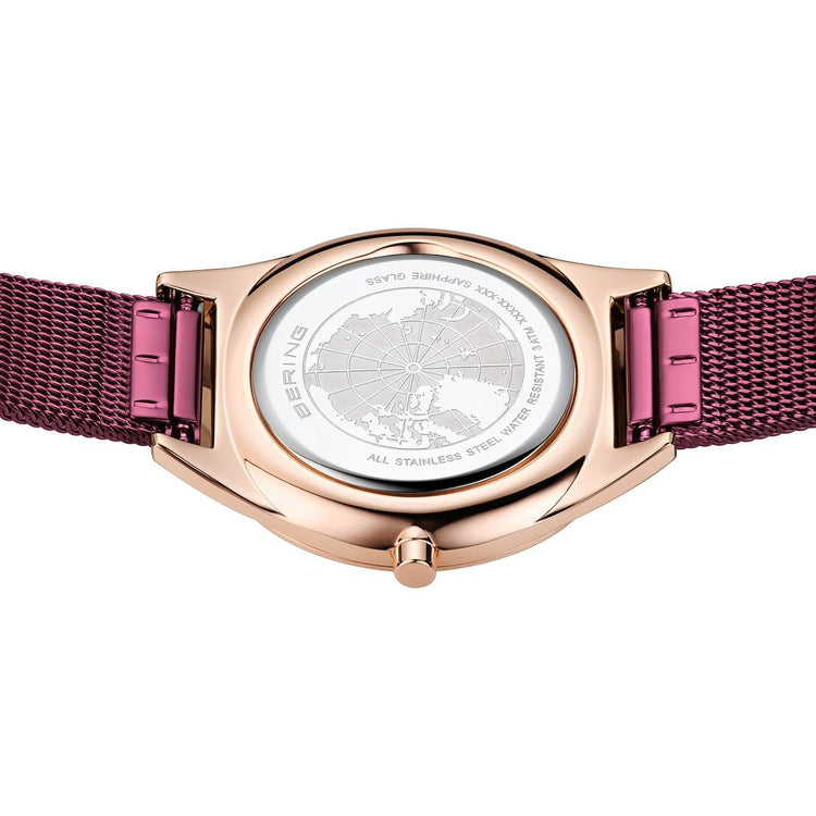 Bering | Ultra slim purple rose gold 31mm dial purple mesh | 17031-969