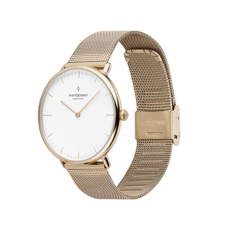 Nordgreen | Native gold 32mm dial gold mesh | NR32GOMEGOXX