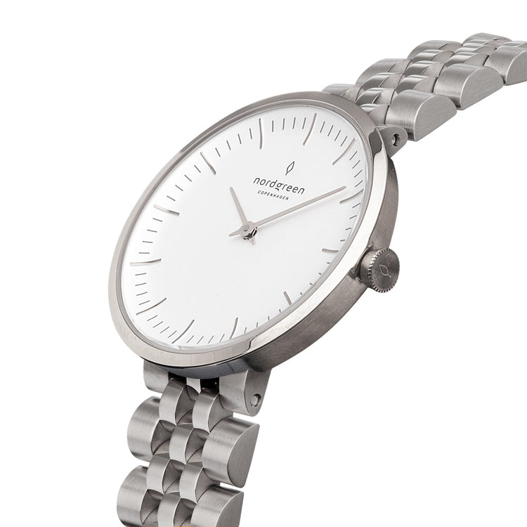 Nordgreen | Infinity silver 32mm white dial link | IN32SI5LSIXX
