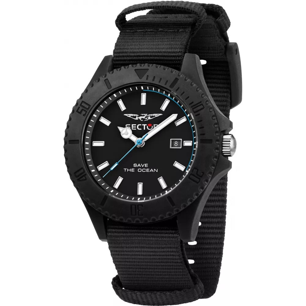 Sector | Save the ocean nato black fabric | R3251539002