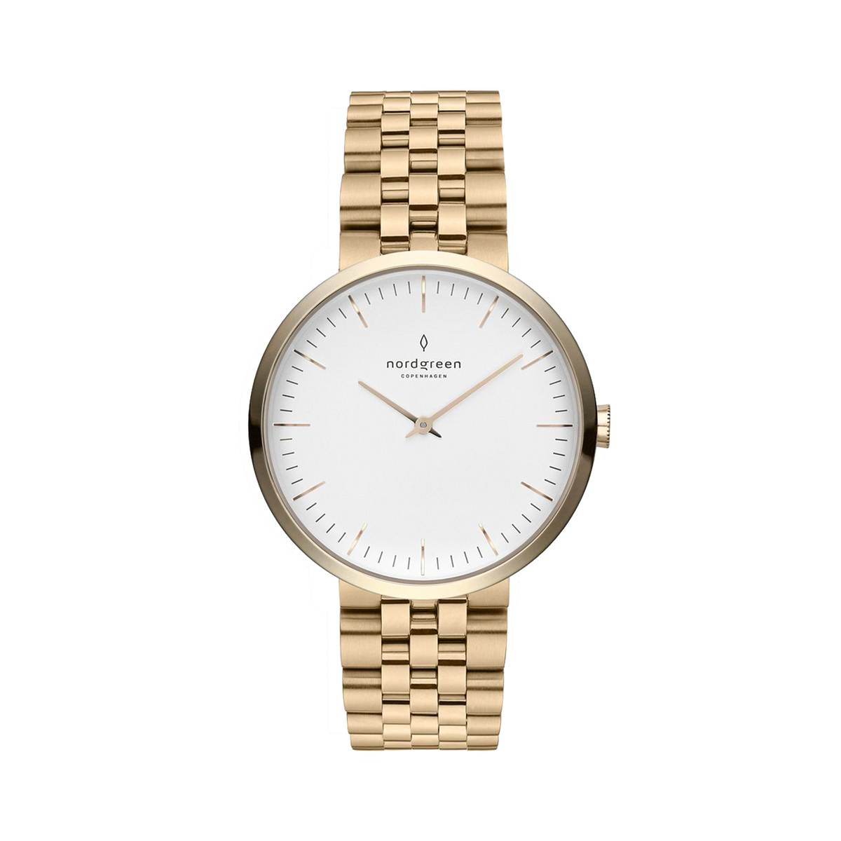 Nordgreen | Infinity gold 32mm white dial link  | IN32GO5LGOXX