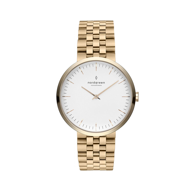 Nordgreen | Infinity gold 32mm white dial link  | IN32GO5LGOXX