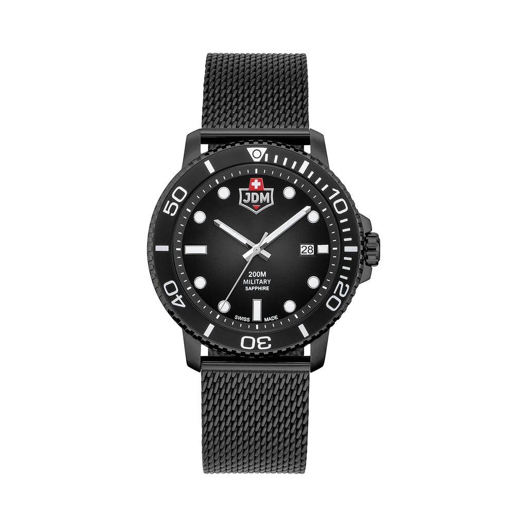 JDM Military | Tango black 44mm dial black mesh | JDM-WG008-05