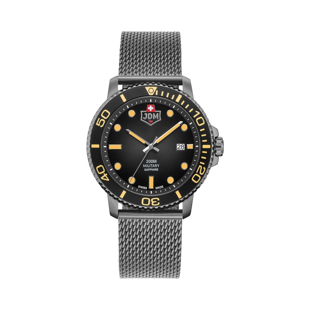 JDM Military | Tango silver grey 44mm dial gun metail mesh | JDM-WG008-06