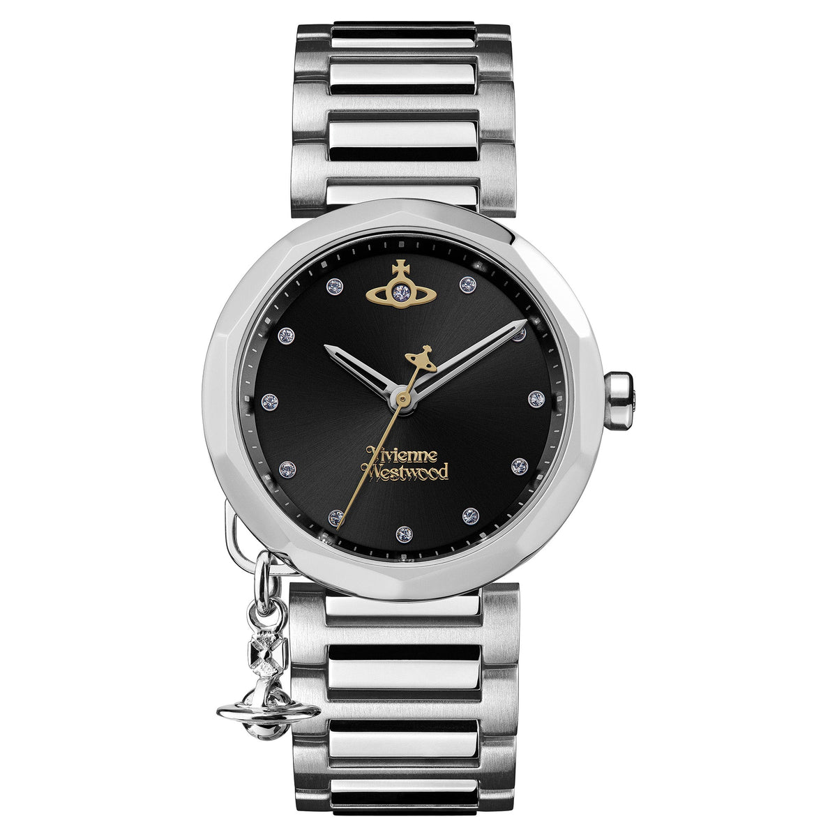 Vivienne Westwood | Poplar silver crystal set black 31mm dial | VV246BKSL