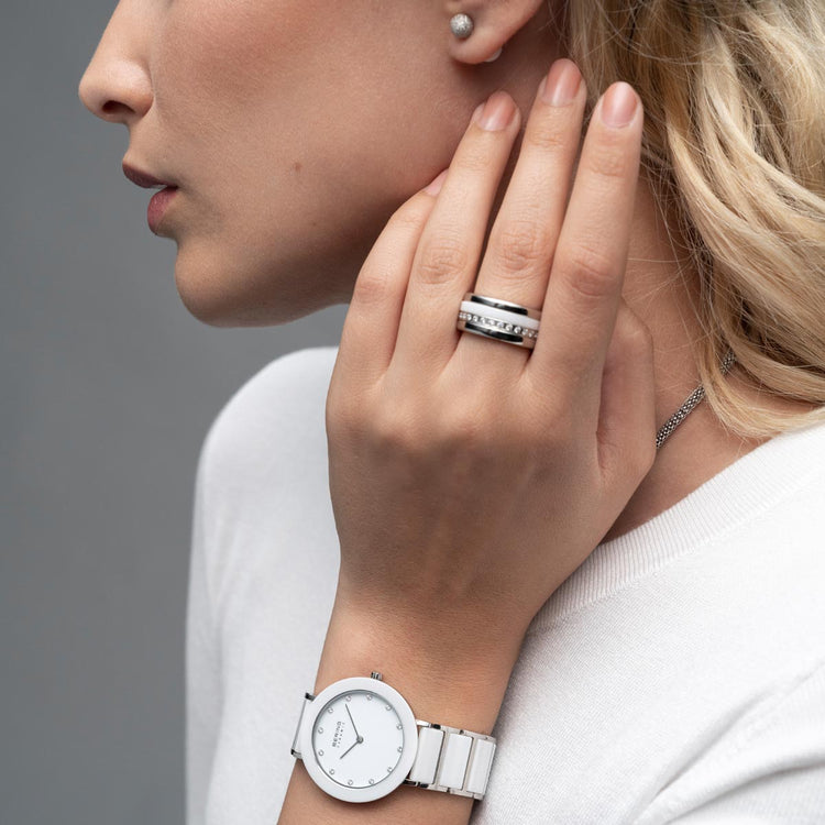 Bering | Ceramic pure white 35mm silver and white dial | 11435-754