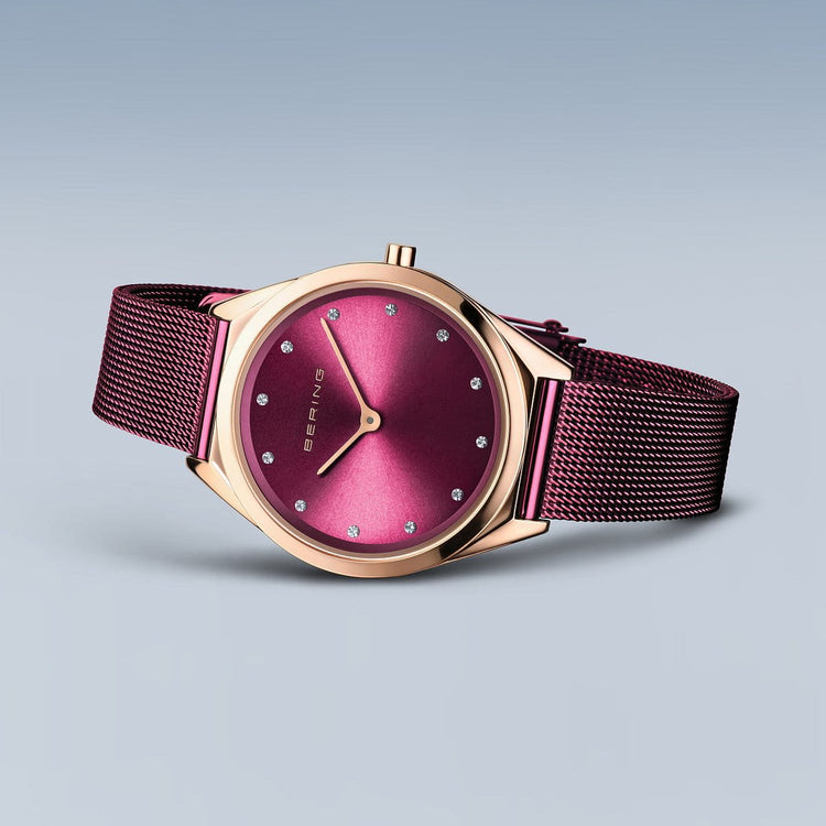 Bering | Ultra slim purple rose gold 31mm dial purple mesh | 17031-969