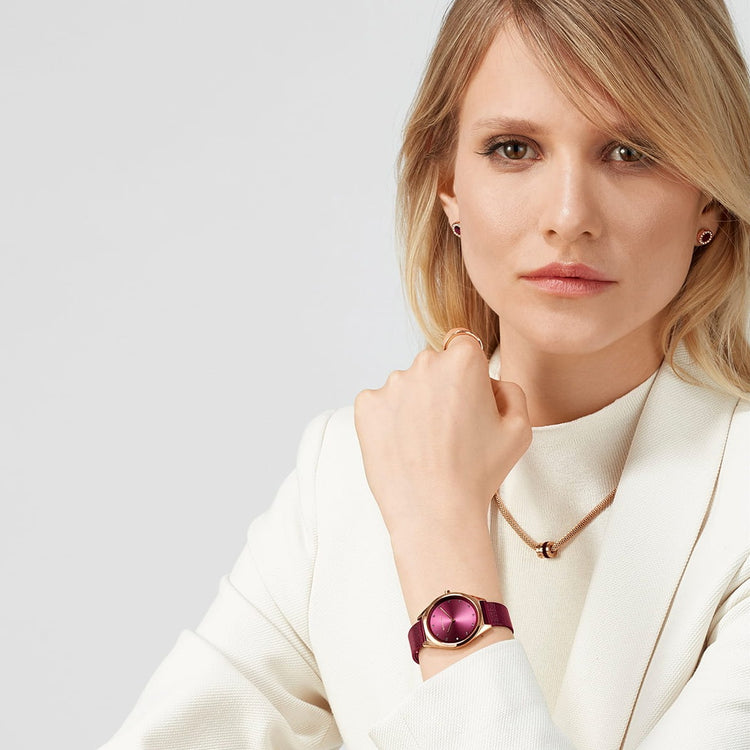 Bering | Ultra slim purple rose gold 31mm dial purple mesh | 17031-969