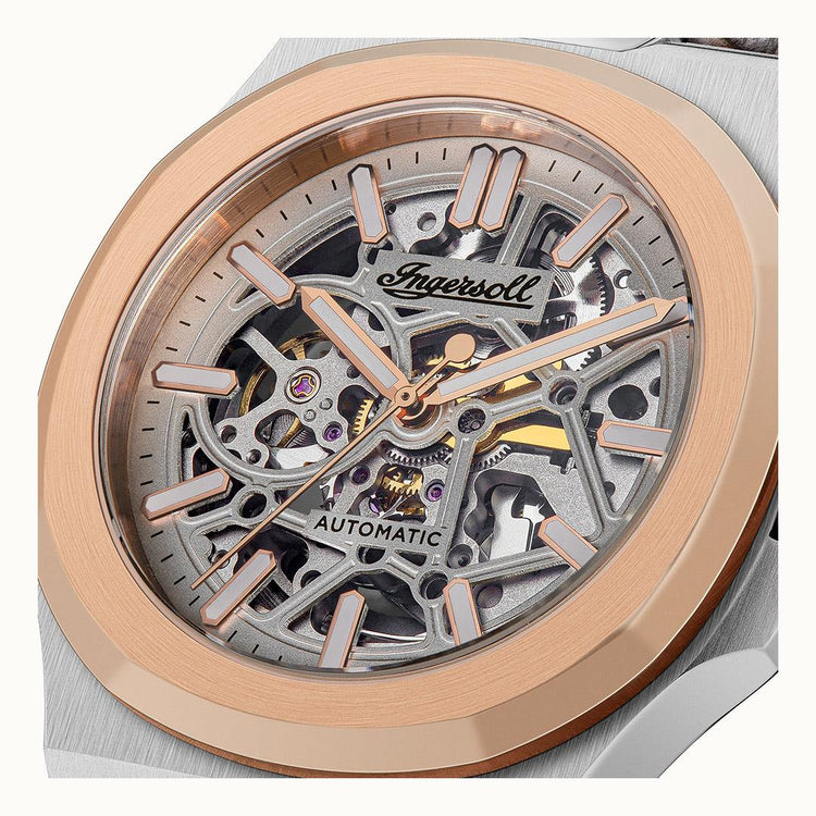 Ingersoll | Catalina automatic silver and rose gold 42mm dial brown leather | I12503