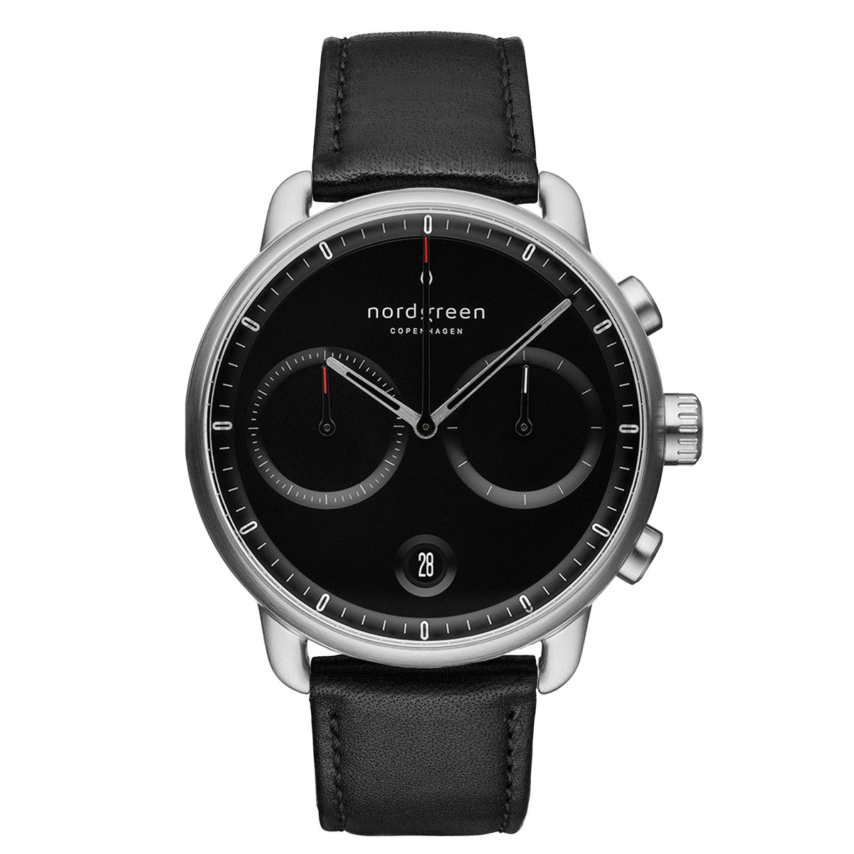 Nordgreen | Pioneer steel black leather 42mm dial | PI42SILEBLBL