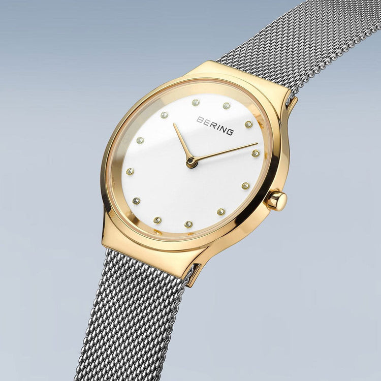 Bering | Classic gift set gold and white 31mm dial with matching bracelet | 12131-010-190-GWP1