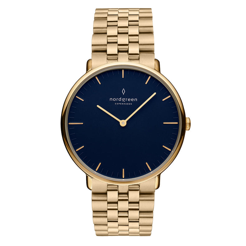 Nordgreen | Native 36mm navy blue dial gold 5 link | NR36GO5LGONA
