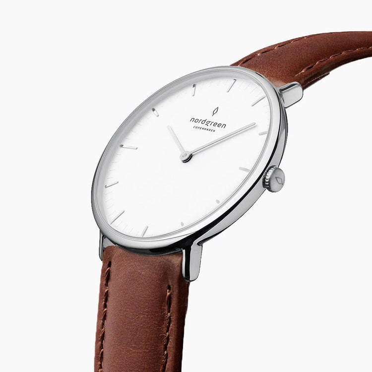 Nordgreen | Native brown leather 40mm white dial | NR40SILEBRXX