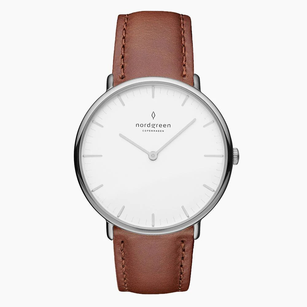 Nordgreen | Native brown leather 40mm white dial | NR40SILEBRXX