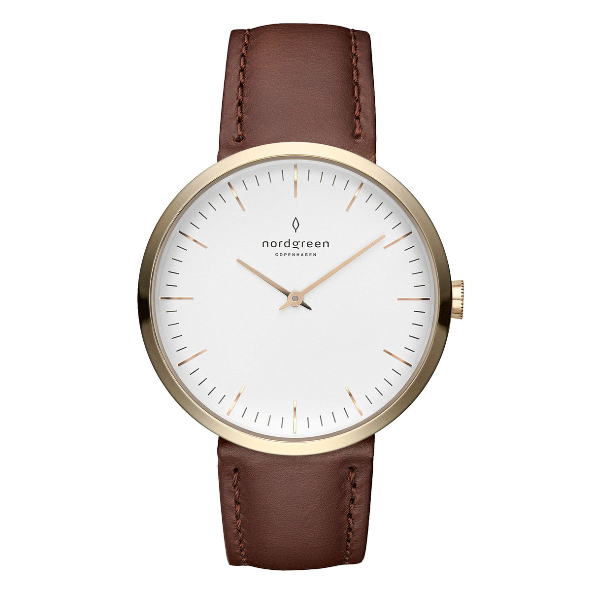 Nordgreen | Infinity gold 32mm white dial brown leather | IN32RGLEBRXX