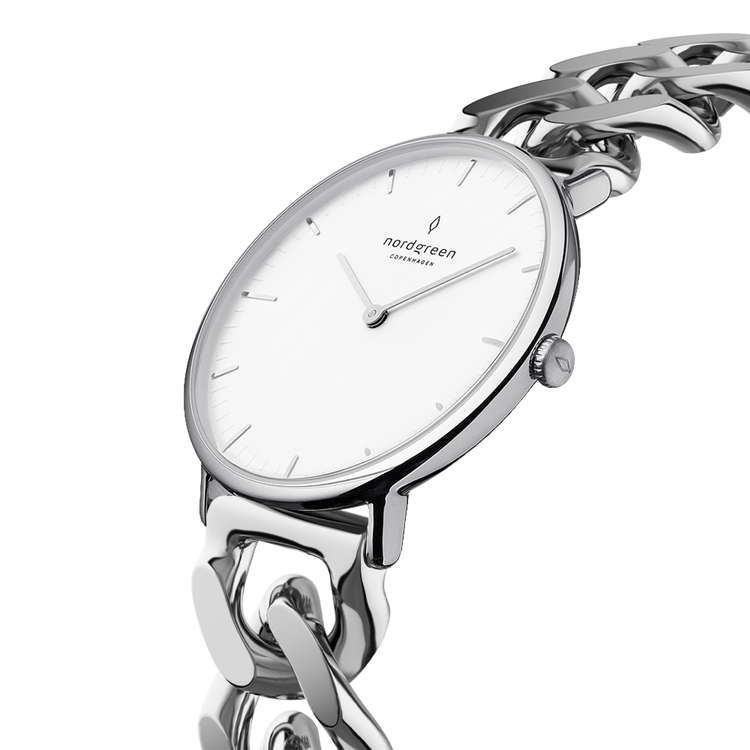 Nordgreen | Native silver 32mm dial silver chain link | NR32SICHSIXX